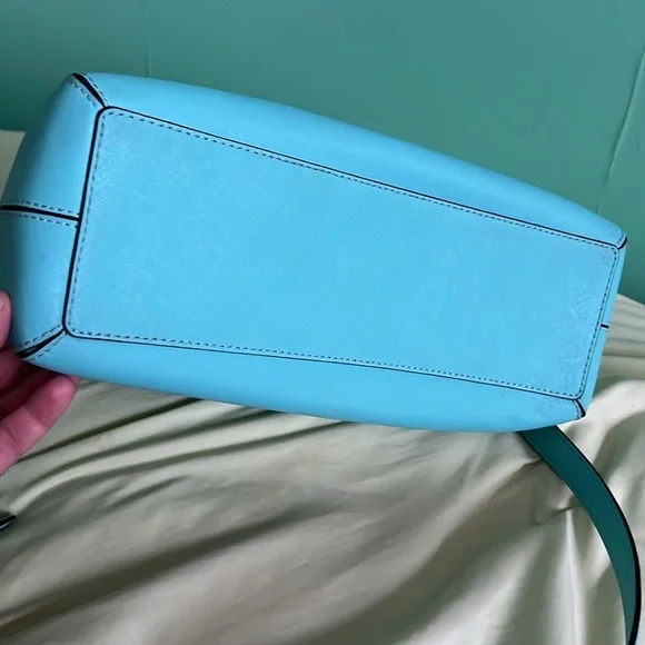 Kate Spade cove street provence fresh air blue crossbody with leopard scarf - Picture 7 of 15